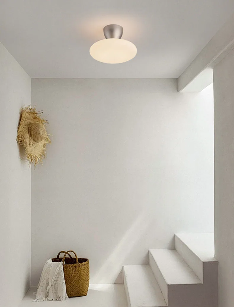 Silver Metal White Glass Ceiling Light G4 Bulb