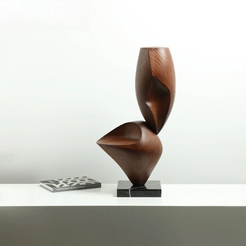 Italian minimalist abstract art wood grain shadow sculpture entrance living room desktop creative crafts