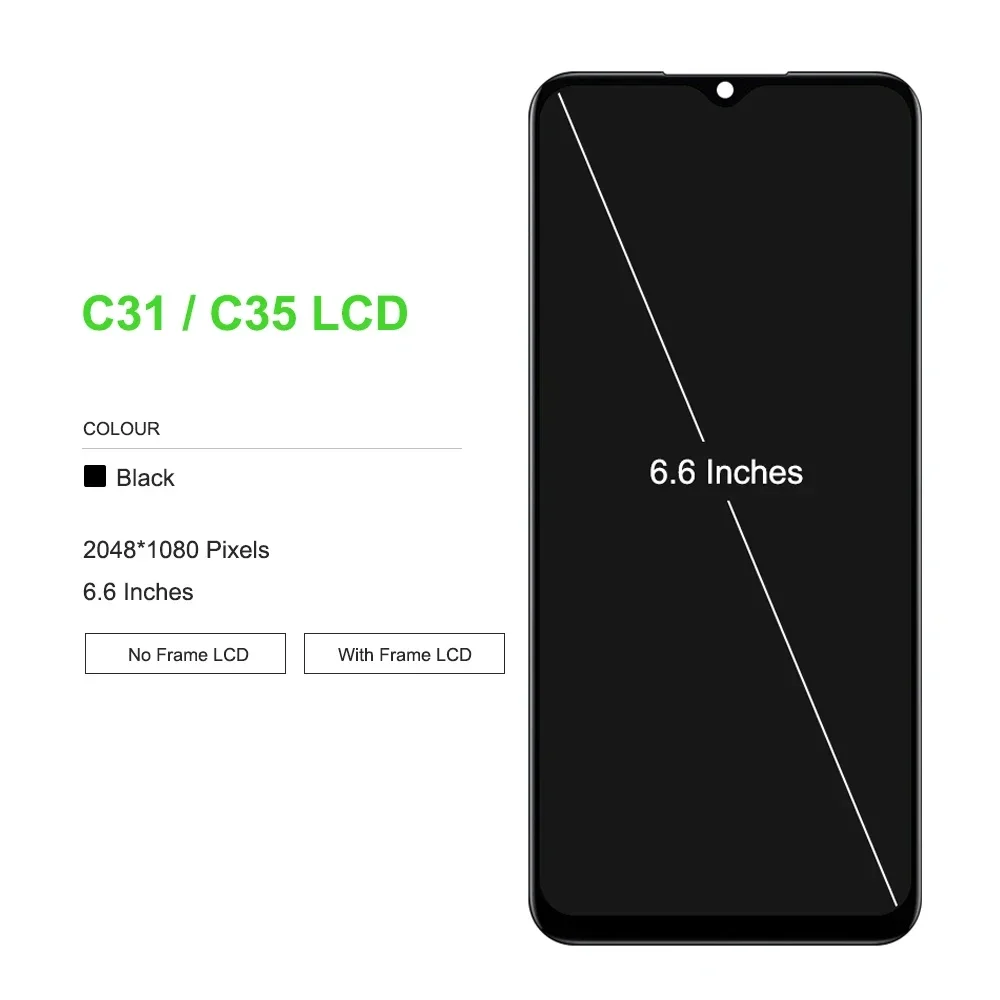 6.5\'\' New For Realme C31 RMX3501 LCD Display with Frame Touch Screen Replacement 6.6\