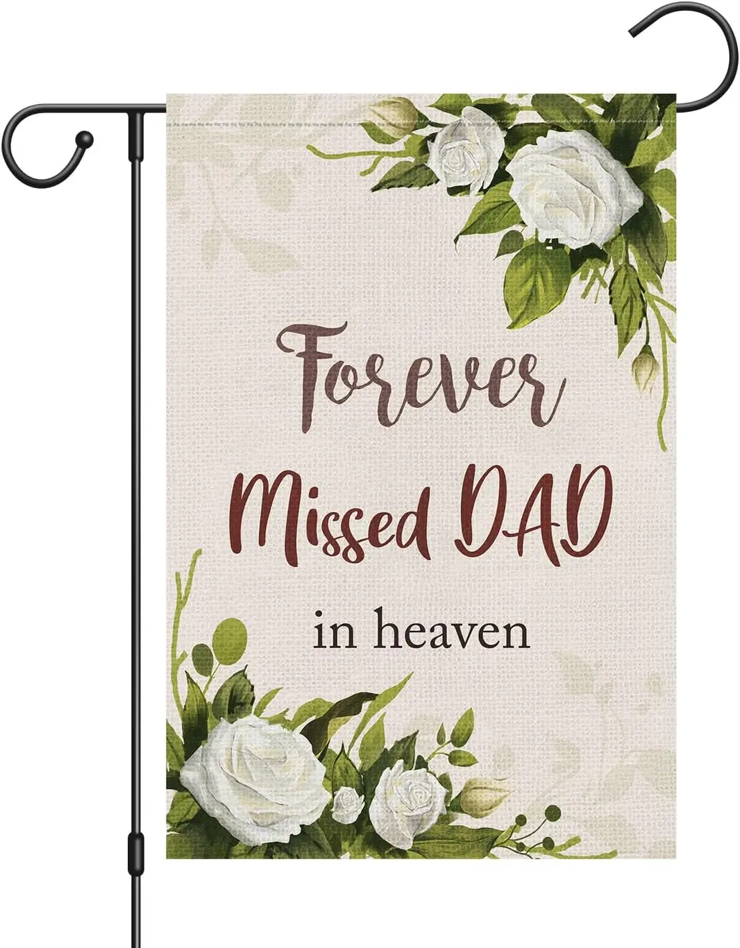 Louise Maelys Memorial Garden Flag Forever Missed Dad In Heaven Floral 12x18 Inch Grave Cemetery Double Sided Small Burlap Y zzo