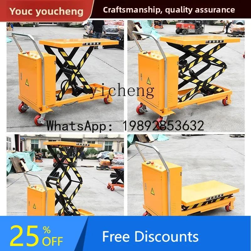 

hydraulic platform car mobile hand push walking semi-electric lifting platform scissor lift car