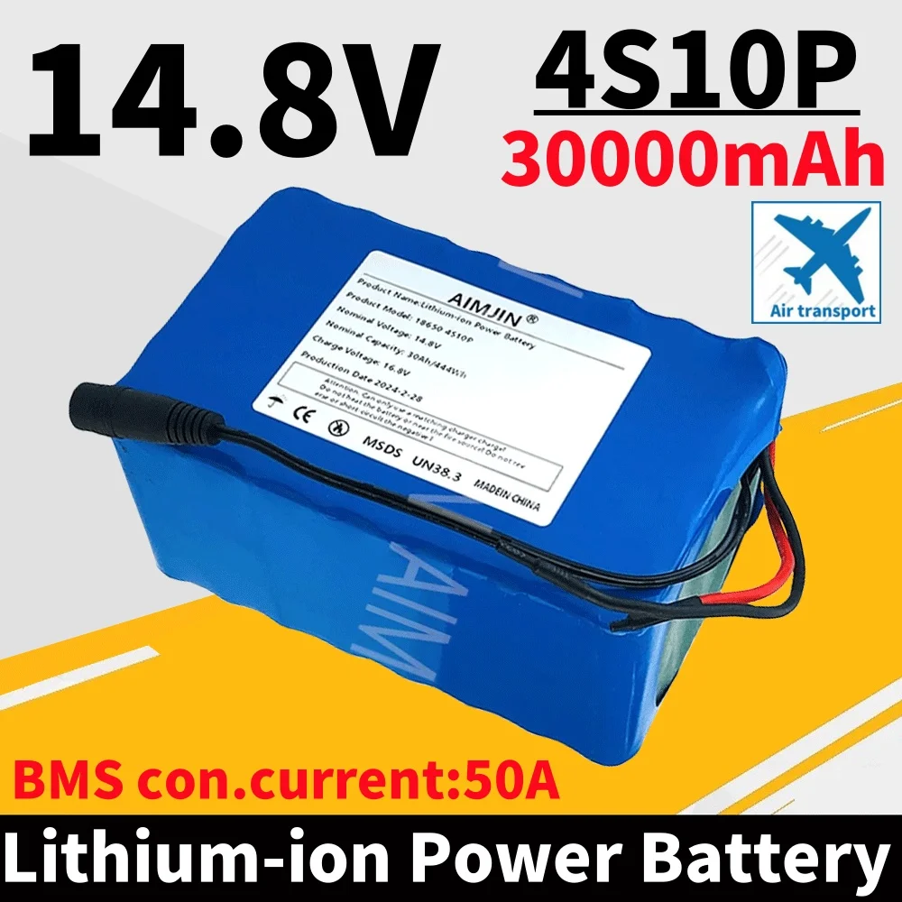 2026 14.8V Lithium 4S10P Battery Pack 30000mAh 444Wh with 50A BMS for Inverter Smart Robot High-power Equipment Etc🔥