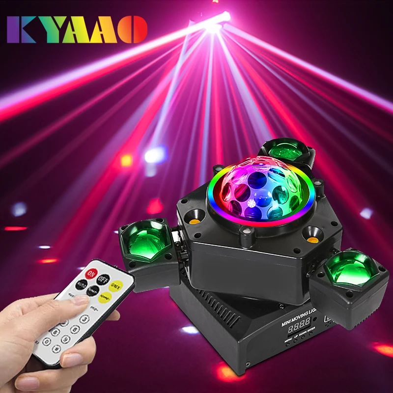 

3 Arms LED 80W Moving Head Lights DMX With Remote Control Magic Ball Beam Strobe Laser 4 in1 Stage Effect Light For Disco Party