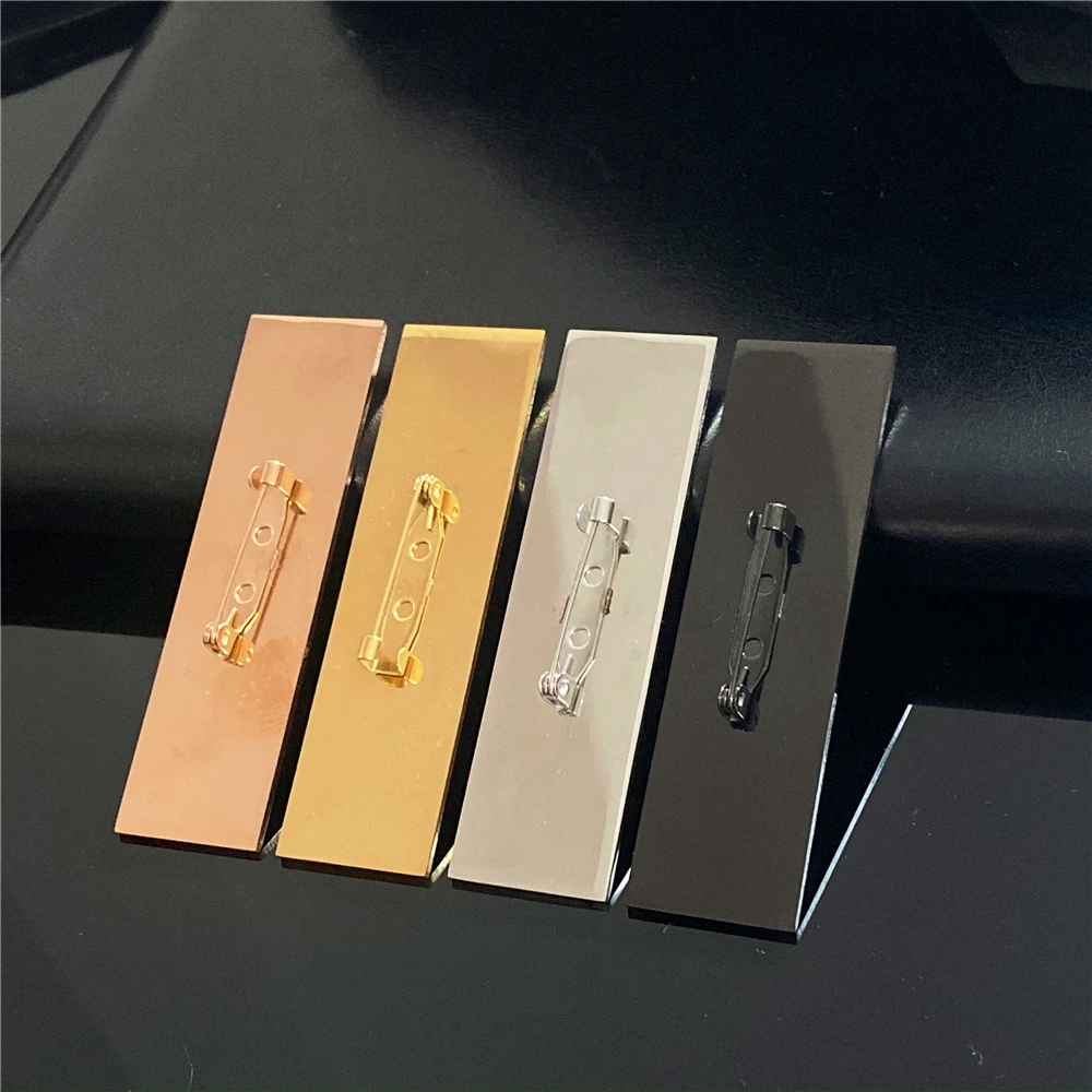 7*2cm Stainless Steel Custom Logo Name Position Tag Brooch Pins Personalized Engrave ID Tag Plate Metal Badges Accessories