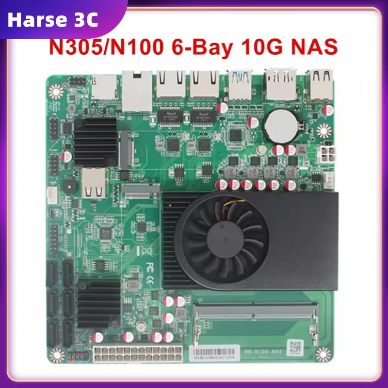 New 10G NAS Motherboard Intel i3-N305 N100 6-Bay 1*10G 2*i226-V 2.5G 3LAN 2*NVMe 6*SATA3.0 1*DDR5 Firewall Router ITX Mainboard