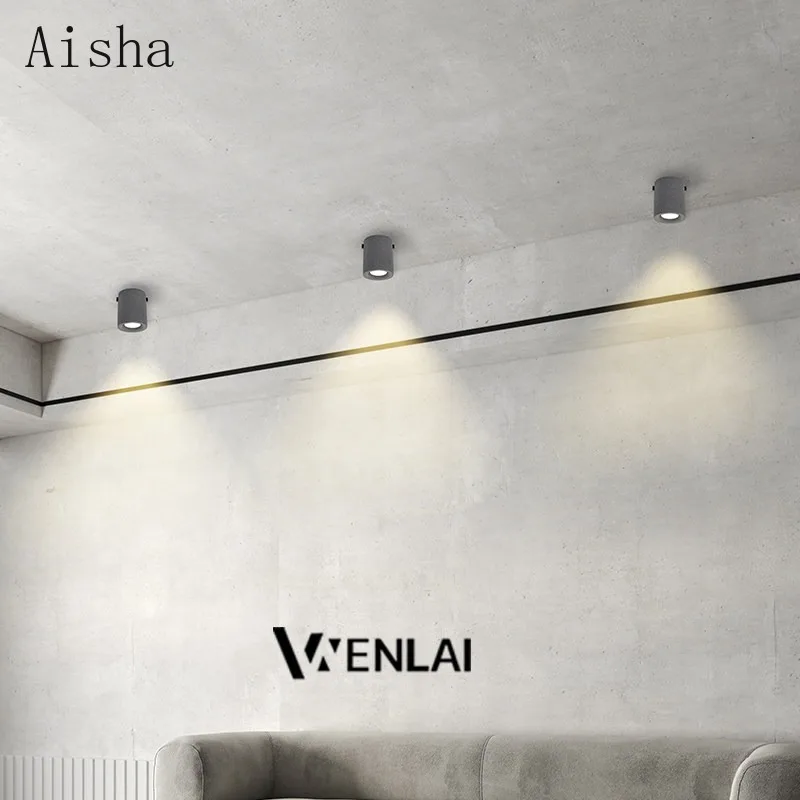 Japanese Style Corridor Entrance Cement Ceiling Light Minimalist Homestay Cloakroom Circular Exposed Tube Led Light Fixture