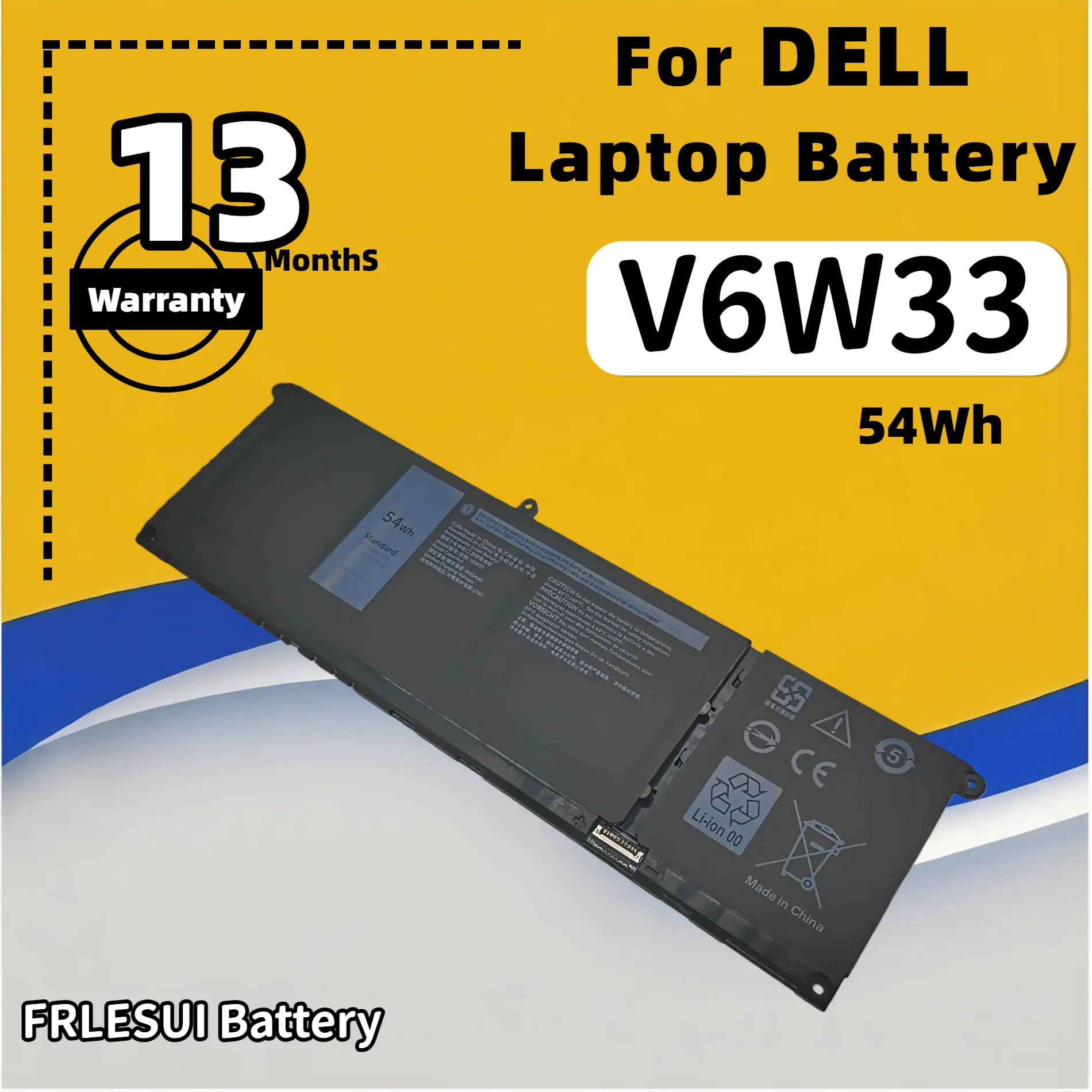 FRLESUI For Dell Inspiron 5510 5515 5310 5415 5418 3510 3511 3515 5410 2-in-1 7415 2-in-1 Series V6W33 G9J10 Laptop Battery