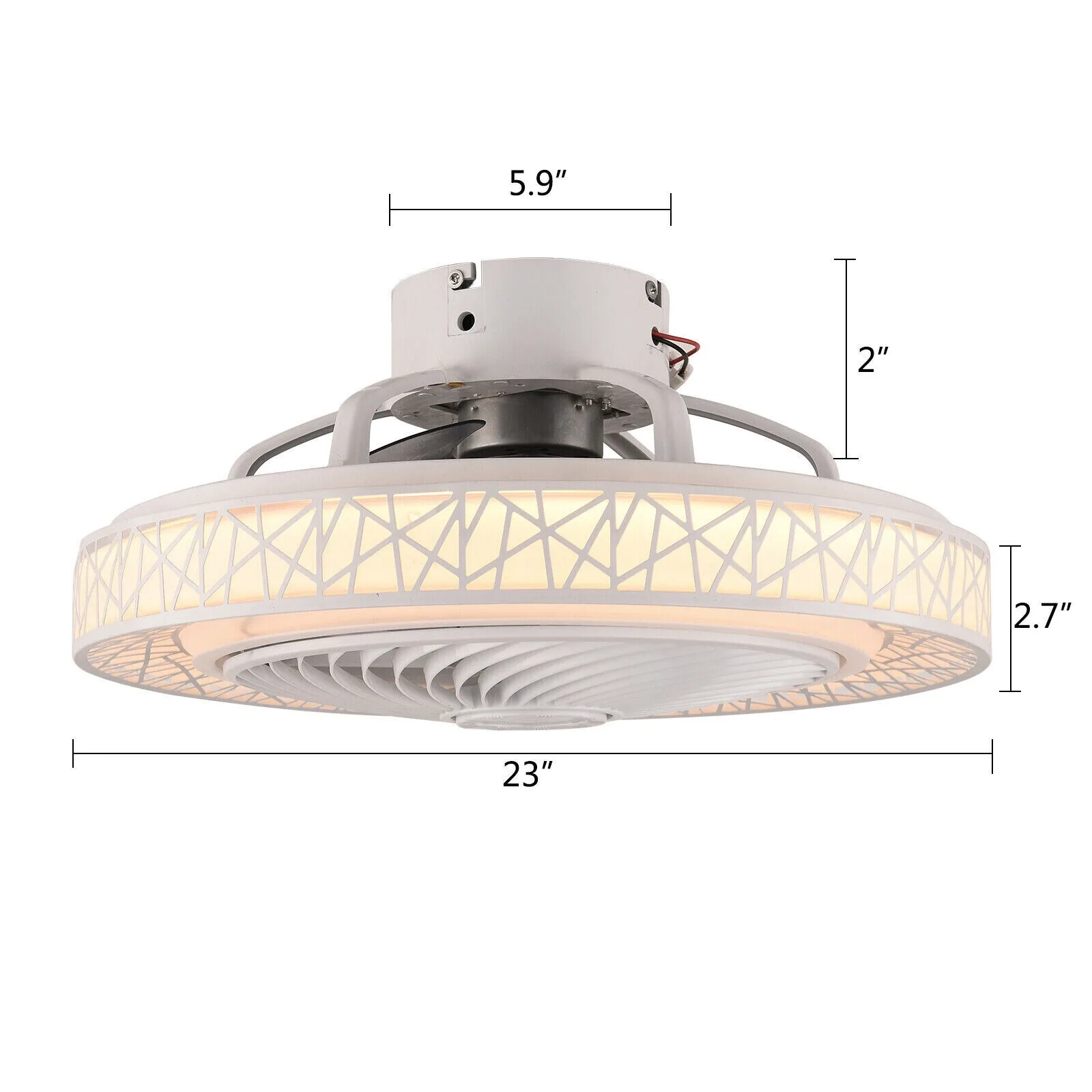 

US Modern Enclosed Ceiling Fan Light Dimmable LED Chandelier Fan Lamp with Remote