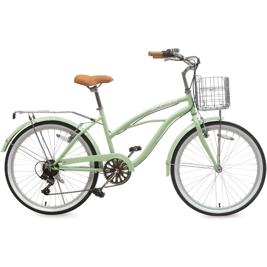 دراجة كروزر للشاطئ للسيدات مقاس 24 26 بوصة، سرعة واحدة و7 سرعات للبالغين، دراجة هجينة للركاب للاسترخاء على الشاطئ #2