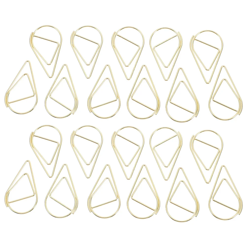 200Pcs Waterdrop Paper Clips Gold Metal Teardrop Shaped Small Clips for Documents Notes Office School Home Use Bulk Creative