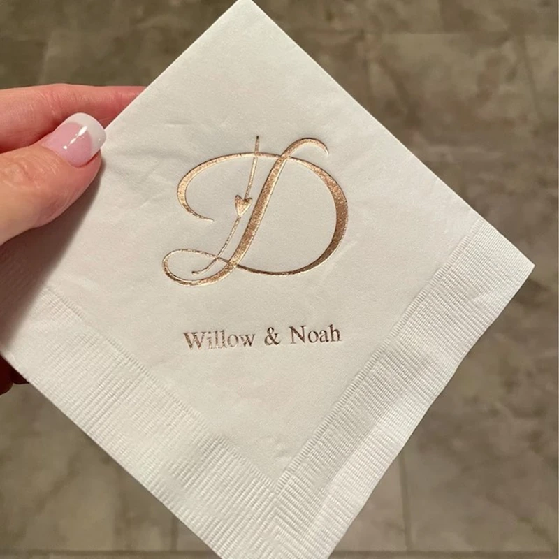 Custom Decorative Initial Personalized Napkins, Wedding Napkins, Anniversary, Baby Shower, Bachelorette, Retire, 50Pcs