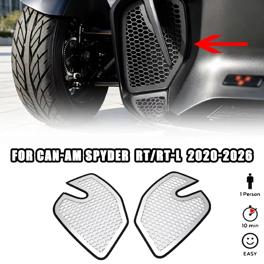 Magnetic Radiator Guard Side Grille Inserts Cover Fit For Can-Am Spyder RT RT-L 2020 2021 2022 2023 2024 2025 2026 Black Silver