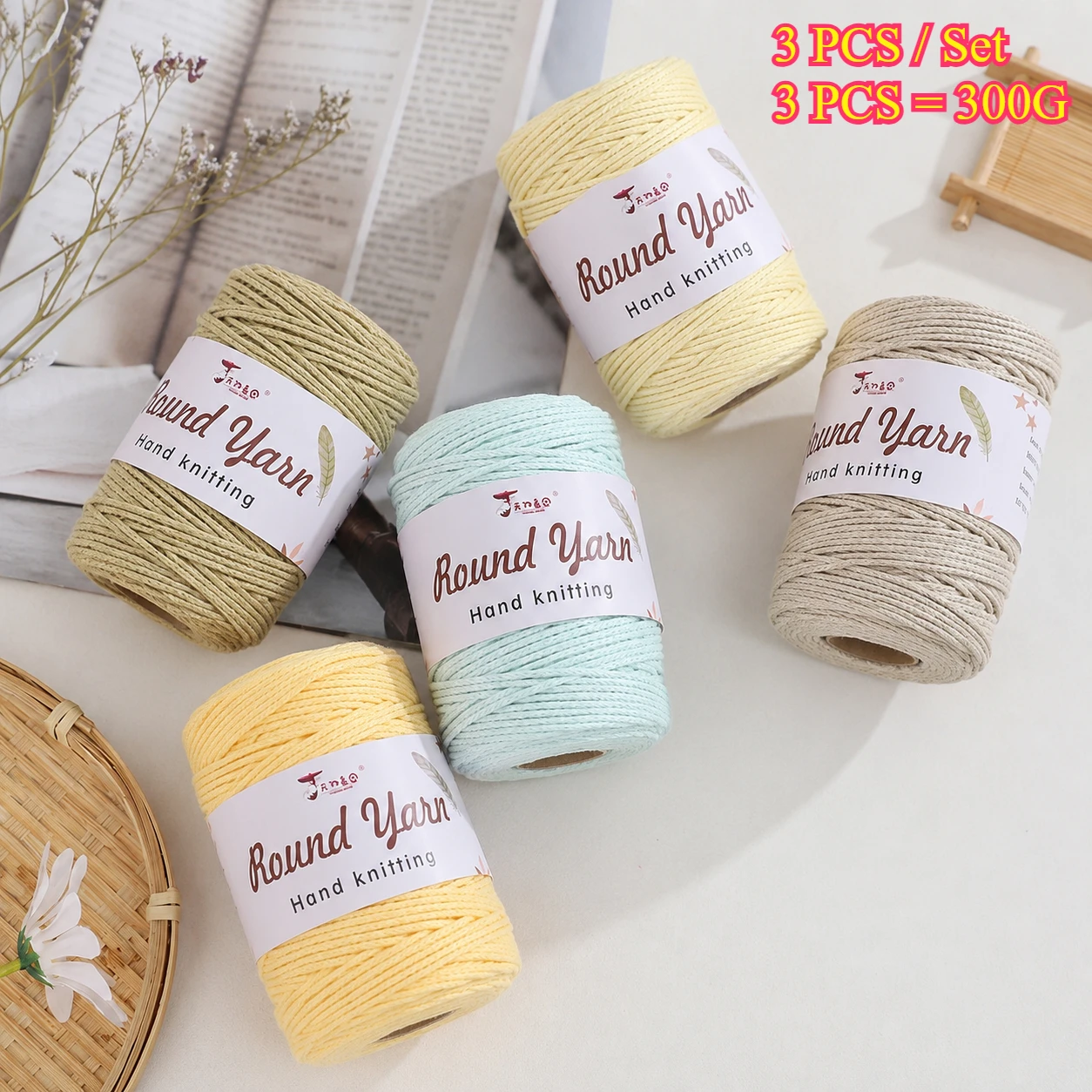3 шт. по 300 г. круглой хлопко – обзор и цена Macrame Cord Cotton