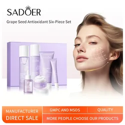 Grape Seeds Skincare Set  Fade Fine Lines Facial Serum Shrink Pores Moisturize Brighten Fade Dull Melasma Lighten Face