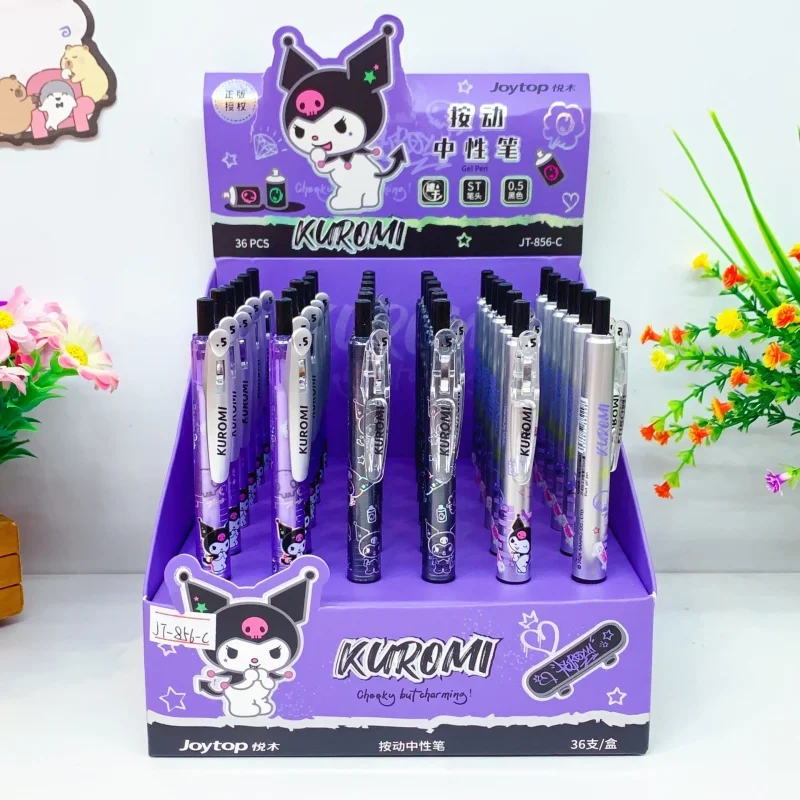 

36pcs/lot Kawaii Sanrio Kuromi Press Gel Pen Cute 0.5mm Black Ink Neutral Pens Promotional Gift Office School Writing Supplies