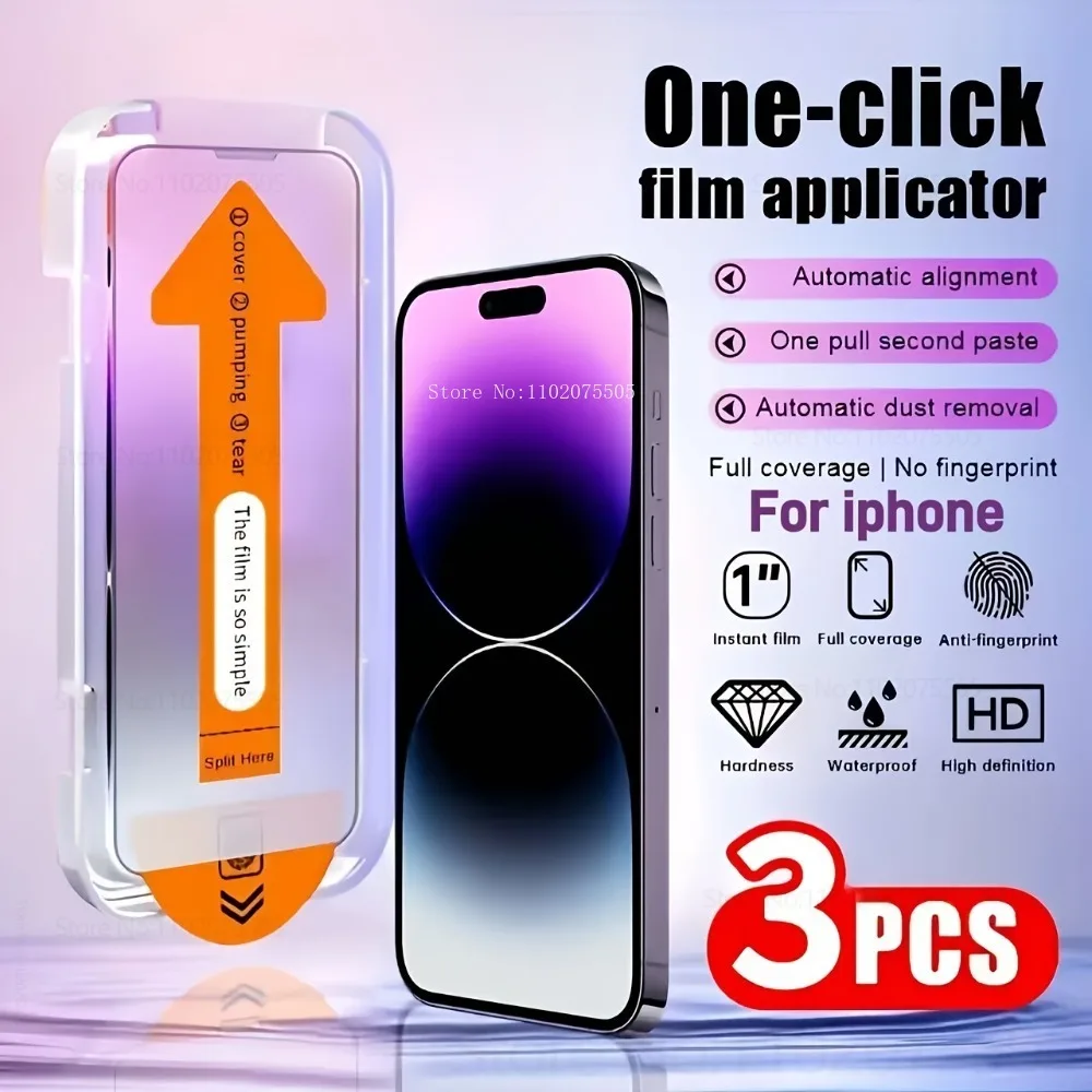 

3 упаковки HD прозрачного закаленного стекла для iPhone 16 Promax 17 Promax Защитная пленка для экрана 14 15 Plus 11 12 13 Pro Легкое применение в один клик