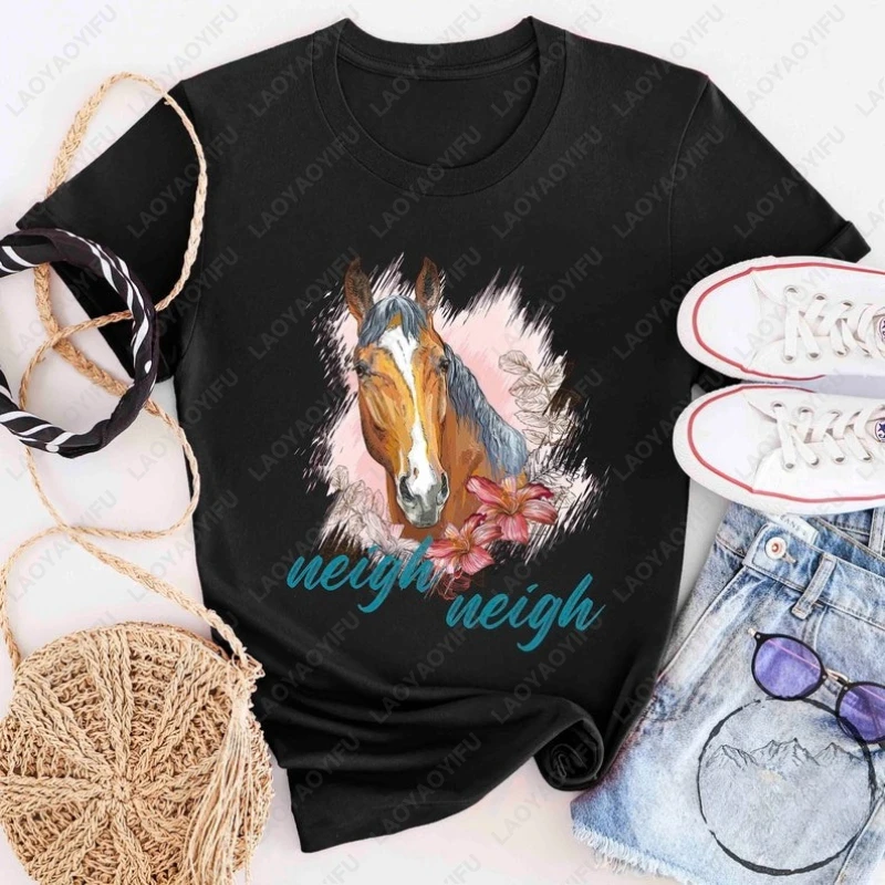 Neigh Neigh Who Horse Lover Rider Tees Owner Trainer Men Women Cotton Tshirt Creative Vintage Classic Fashion Streetwear Tops