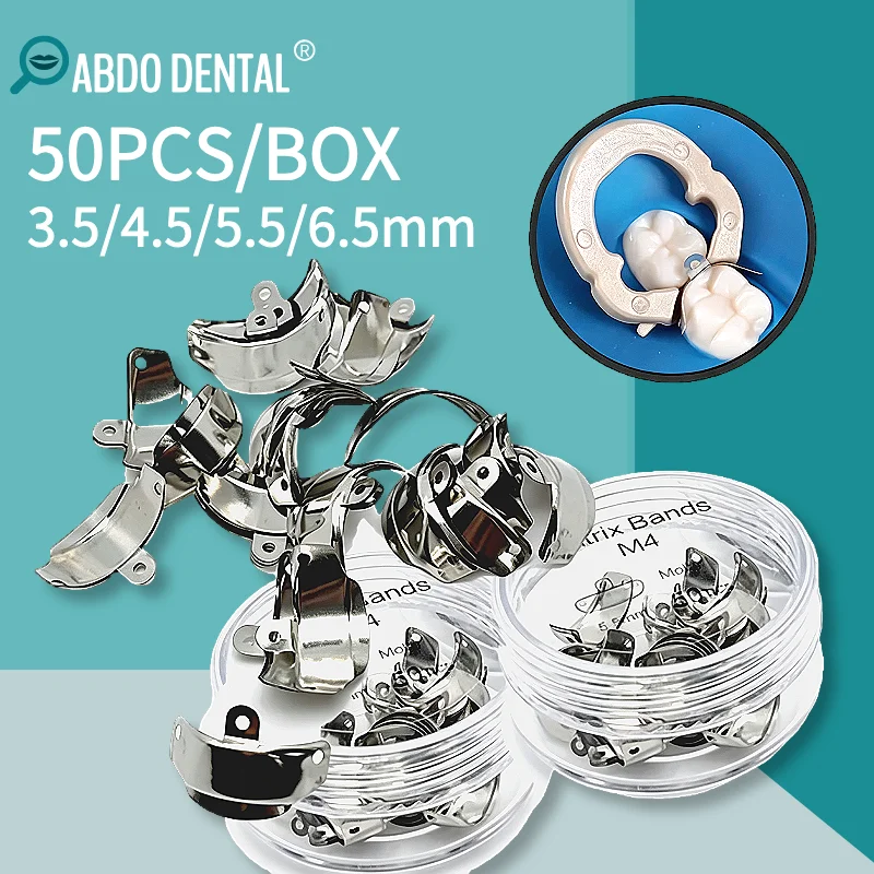 Dental M4 Perforated Matrix Bands Stainless Steel Sectional Contoured Matrix System 50pcs/Pack Dental Restorative Instruments