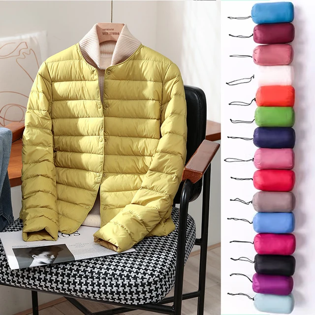 2023 Nowości Jesień Zima Ciepłe Kobiety Białe Puchowe Kurtki Slim Damskie Moda Ultra Lekkie Płaszcze Puffer Packable