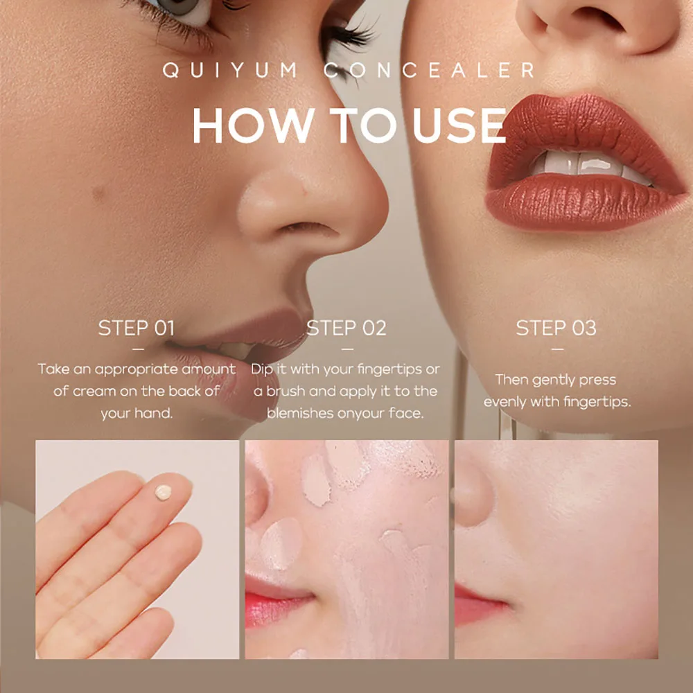 

QUIYUM 8g Concealer Palette 3 Colors Creamy Coverage Makeup for Dark Circles Pimples Long Lasting Natural Finish Color Corrector