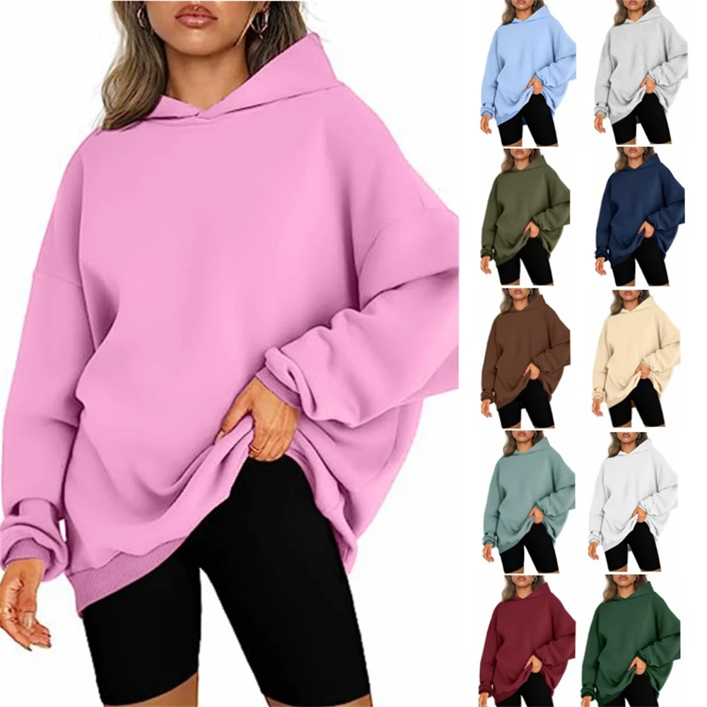 

Korean Casual Oversized Hoodies Women's Long-sleeved Pullover Hooded Sweatshirt Female Trendy Loose Fleece Autumn Winter Costume