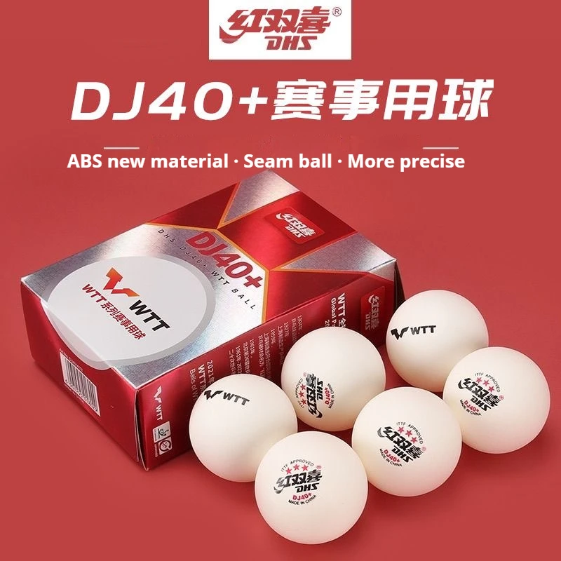 DHS DJ40W 3-Star 40+ Ping Pong Balls ABS New Material Professional ITTF Approved Table Tennis Balls for WTT Competition 6pcs/Box