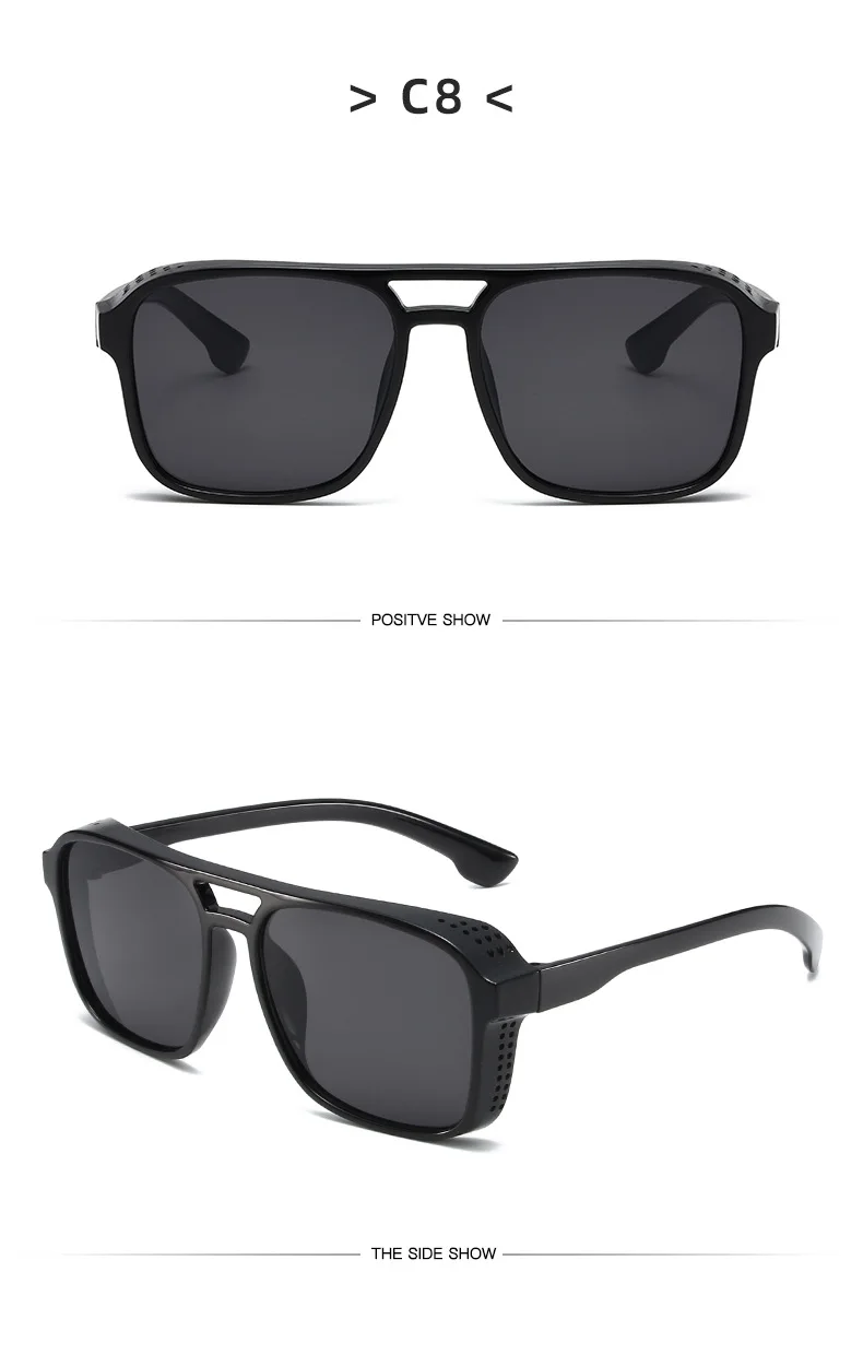 Neue Vintage-Sonnenbrille für Damen und Herren, Quadratischer PC-Rahmen, Marken-Designer Retro-Shades, Modische Sonnenbrille ﻿ für Männer – Detail 19