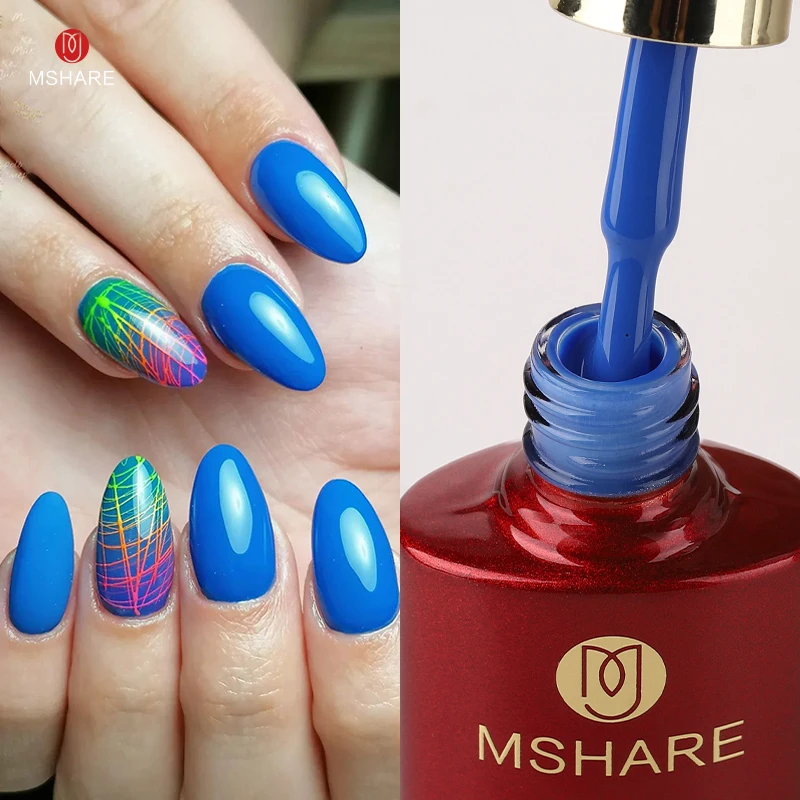 MSHARE Neon Red Nail Gel Polish Camouflage Rubber Base Fluorescent Nail Yellow Green Blue Soak Off UV Nails Varnish