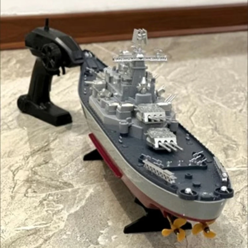 23.6inch 1:390 Scale Remote Control Battleship Warship Boats Large Rc Ship Electric Simulation Battle Military Game Toy Boys Gif