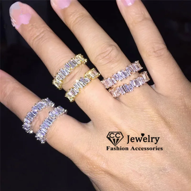 CC Trendy Rings For Women and Men Irregular Rectangle Cubic Zirconia Bridal Wedding Jewelry Party Accessory Drop Shipping CC3113