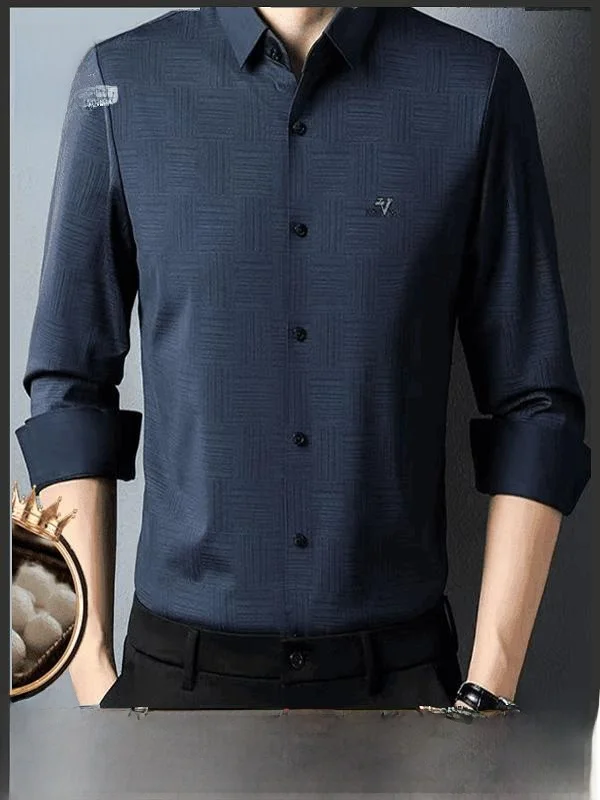 

Pierre Cardin Men's Long Sve Silk irt Casual High End Silk Loose Fit irt for Middle Youth And Young Men