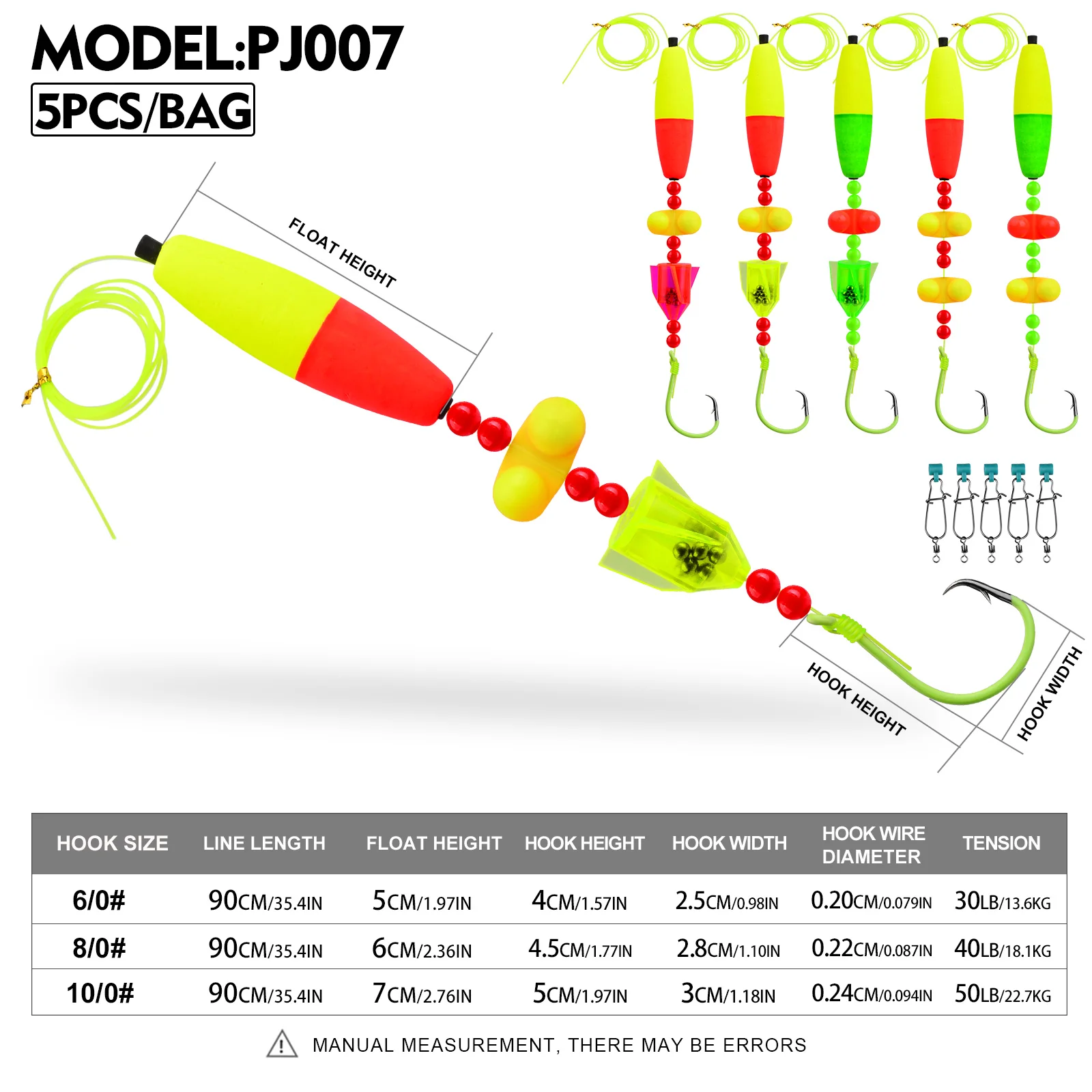 

PROBEROS 5pcs Circle Hooks Catfish Rigs Versatile Catfish Float Rigs with Rattler Equipment,Cooper Rigs for Catfish Fishing