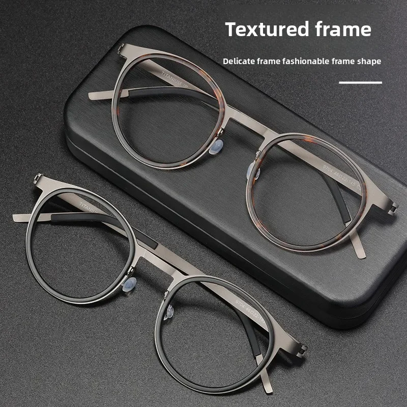 نظارات طبية بإطار دائري من التيتانيوم الخالص من KUXA للرجال خفيفة الوزن ومضادة للضوء الأزرق نظارات حماية تقدمية #2