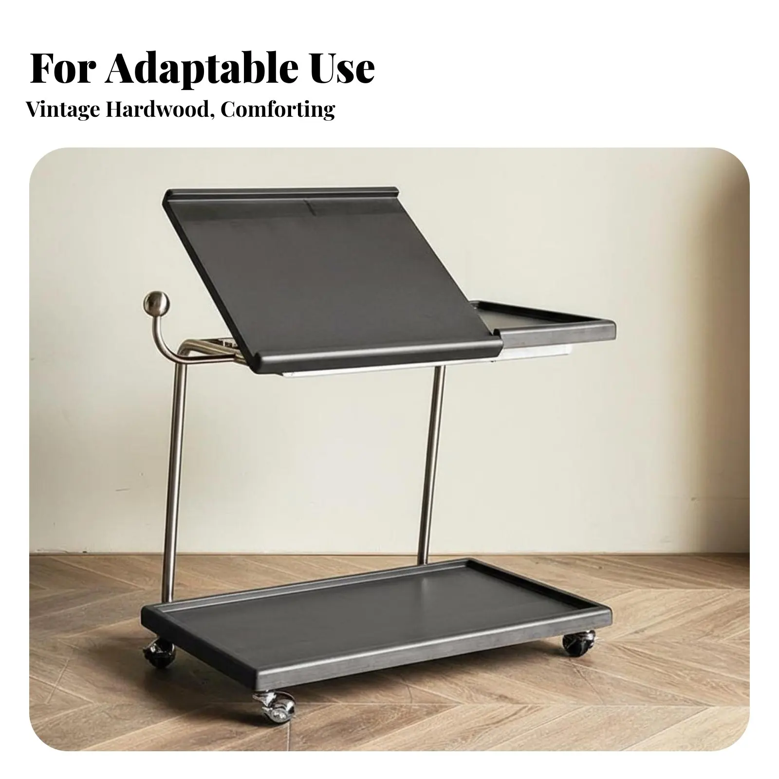 

Мобильная тележка-столик с отсеками для хранения, ретро-дизайн, раздвижная столешница, многофункциональная, экономит пространство, для взрослых, для гостиной