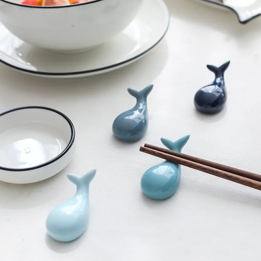 Lucky Whale Ceramic Chopsticks Holder Chopsticks Chinese Style  Home Hotel Ceramics Cute Kitchen Tableware