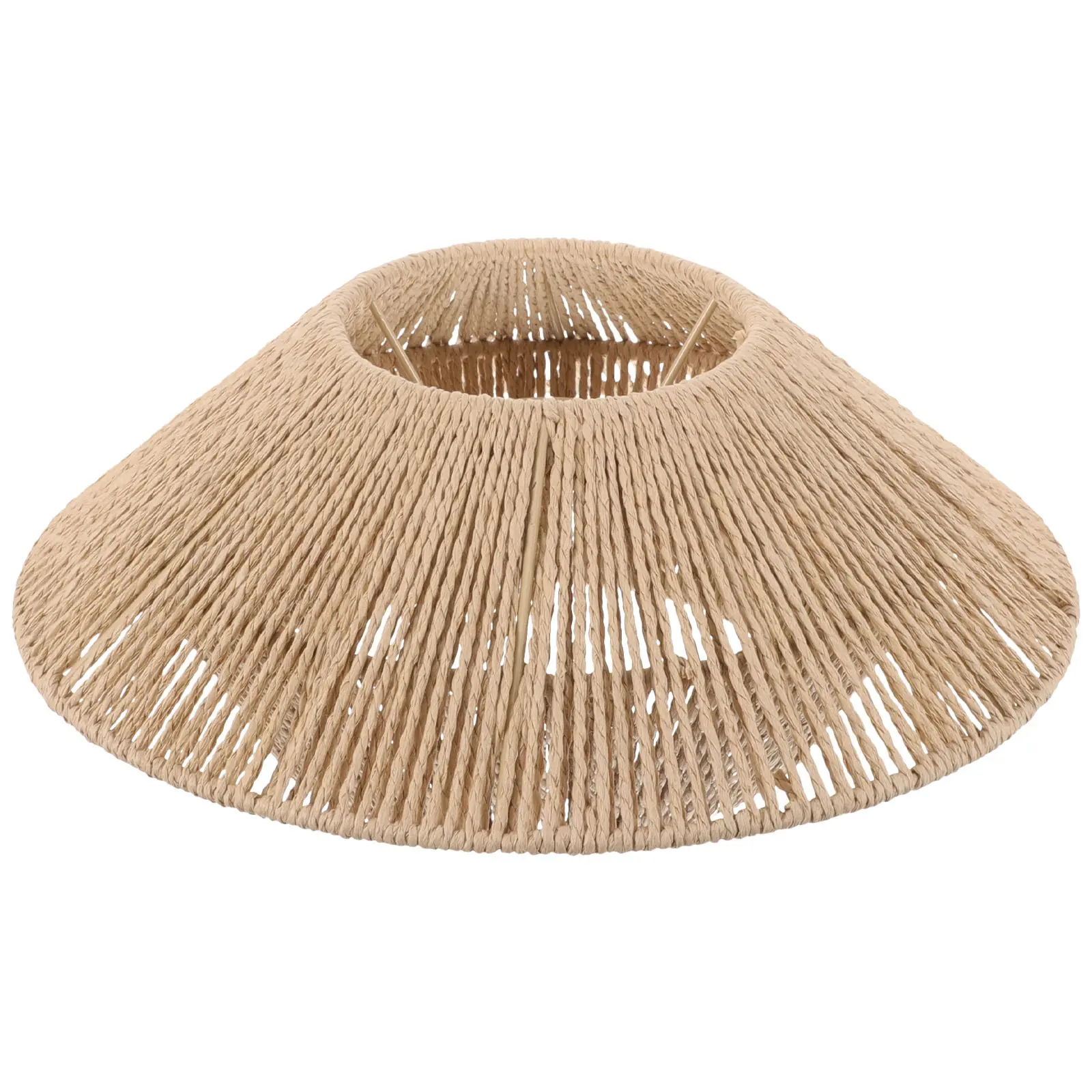 Ceiling Light Shade E27 Socket Paper Weaving Lampshade Simulated Rattan Lamp Cover Indoor Light Accessories Vintage Style Lamp