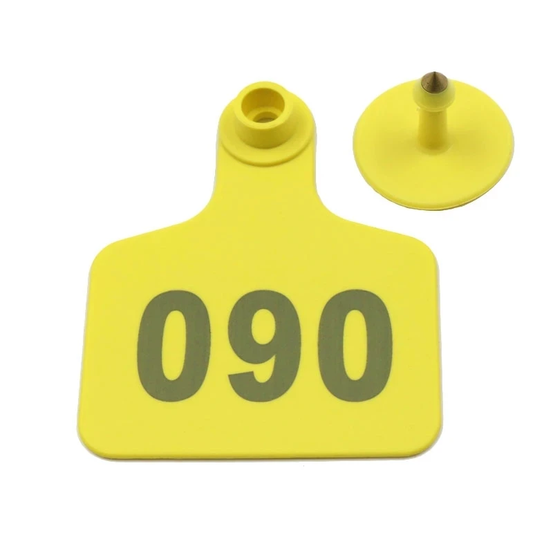 100 Sets Farm Livestock Cattle Ear Tag Signs Anti-shedding Cow Ear Tags Typing Copper Head Earrings Animal Identification Card