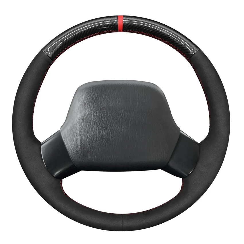 Black Faux Carbon Suede Car Steering Wheel Cover for Jeep Wrangler TJ Cherokee XJ 1997-2002