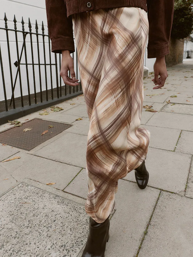 Ele Faionable Seidensatin-Midirock für Damen, Neuankömmling, Winter 2025, Stretch-Taille, Design, Bühnenkostüm, traditionelles Hanfu