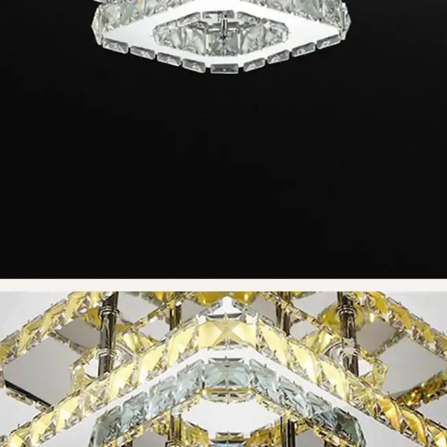 

AC100-240V Modern Crystal Lamp LED Ceiling Light Stainless Steel Dining Room Bedroom Living Room Lamps Art Deco Gome Lighting