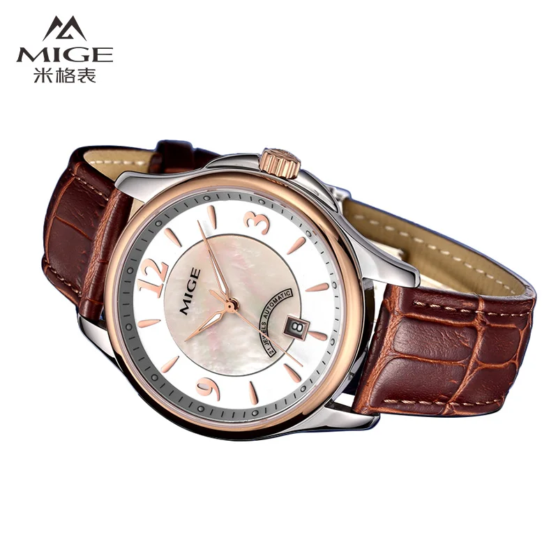 MIGE Original Miyota Watches for Women Automatic Winding Sea Shell Stainless Steel Waterproof Women‘s Mechanical Wristwatches