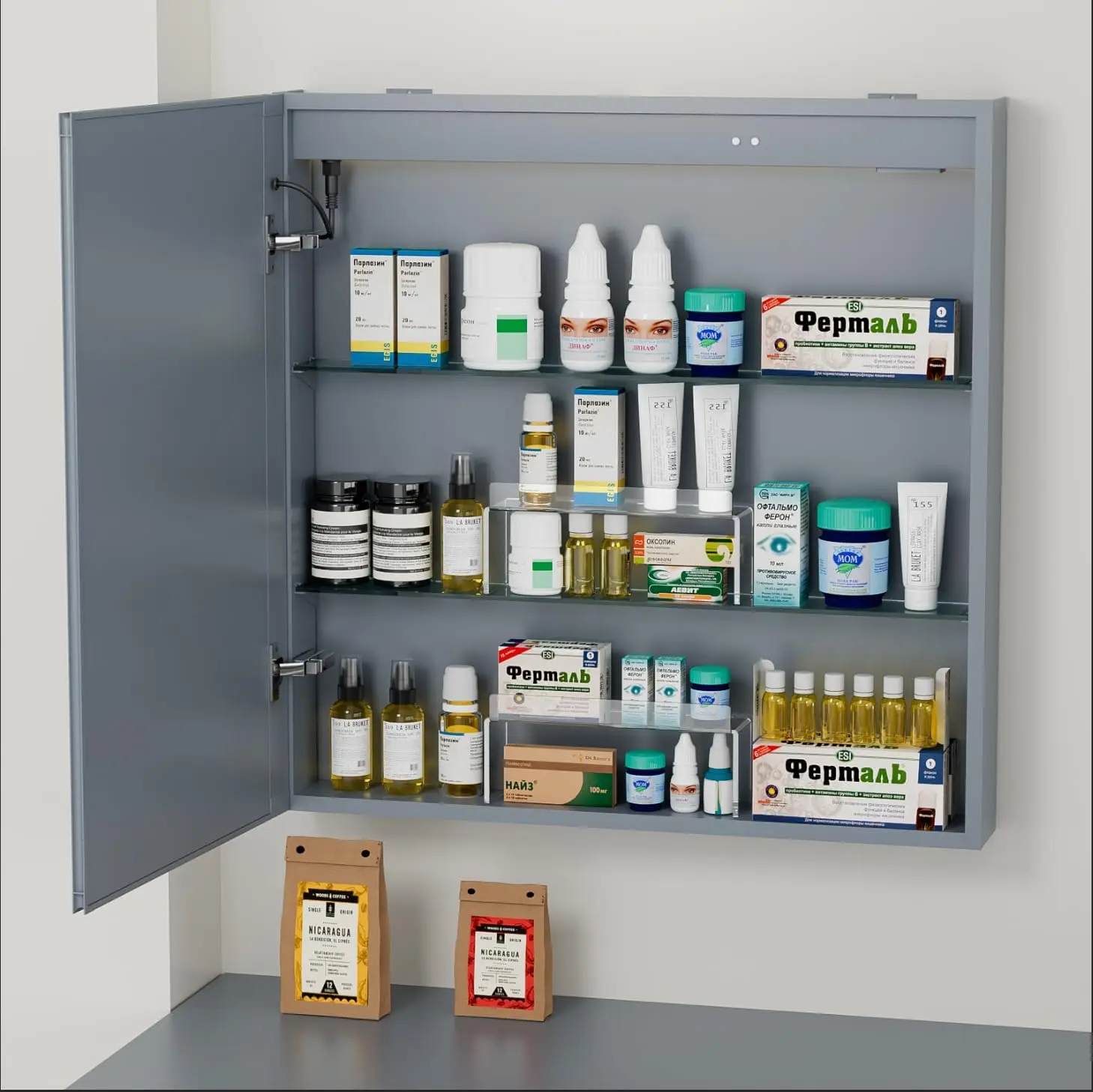 Cabinet Organizer, Medicine Storage Organizer, Acrylic Makeup Organizer Tray, Clear Bathroom Shelf for Cabinet, Sink, Vanity, Co