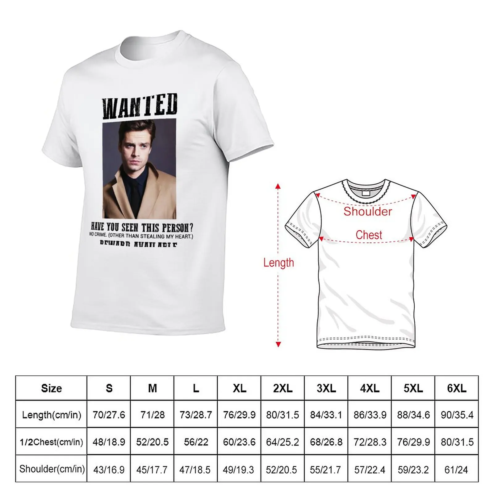 New wanted: sebastian stan T-Shirt graphic t shirts Short sleeve tee oversized t shirt T-shirt men