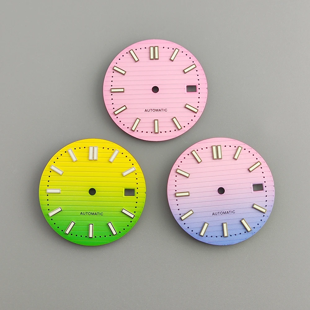 

NH35 unmarked dial custom logo 30.5mm Nautilus pink dial green luminous dial suitable for NH35 movement watch accessories