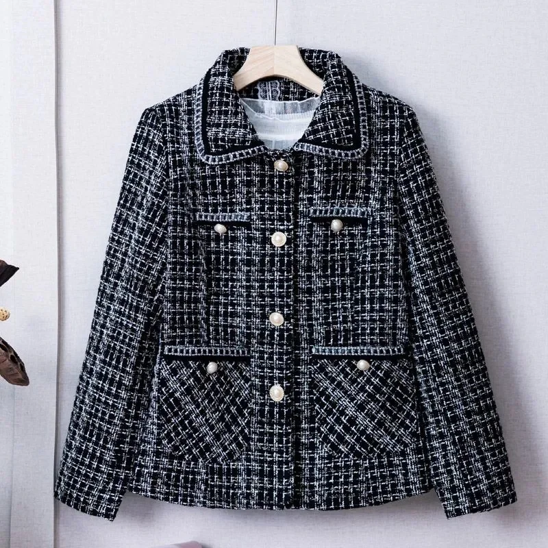 

Высококачественное женское пальто для мам, весна-осень 2021, новая маленькая куртка с ароматом, женская верхняя одежда с лацканами среднего возраста, короткий костюм, верхняя одежда