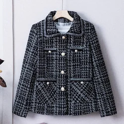 High-Quality Mother Coat Women 2025Spring Autumn New Small Fragrance Jacket Ladies Middle-Aged Lapel Outwear Short Suit Overwear