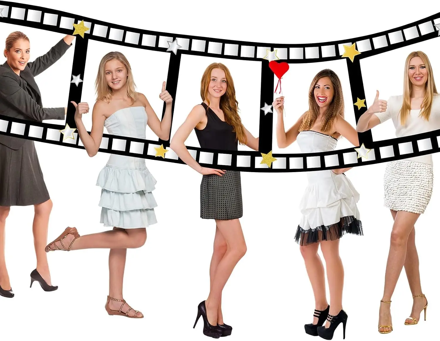 Large Movies Theme Film Photo Booth Props Movie Theater Photo Frame Camera Action Party Backdrop for Film Night Theme Party