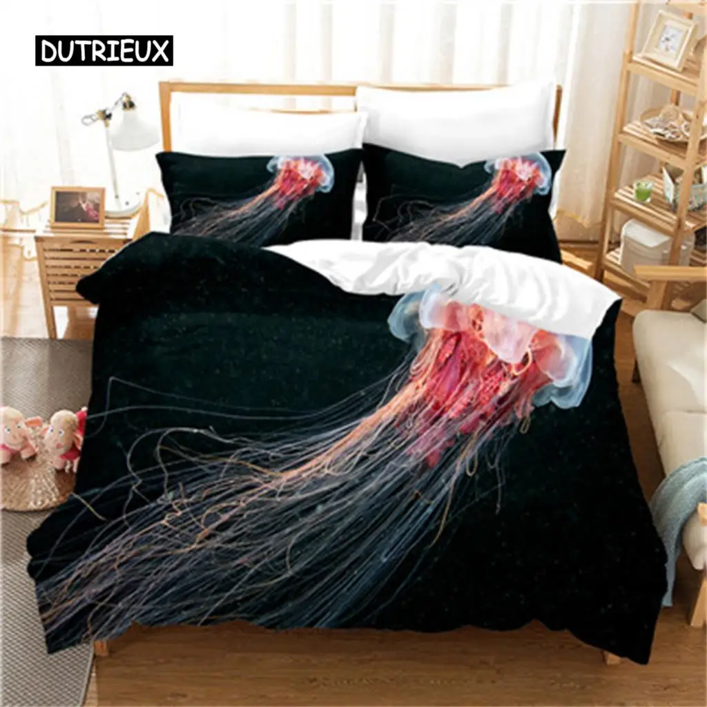 

Bedding Set Marine Life Pink Jellyfish Fashion Duvet Cover Set Bedroom Set Comfort Cover For Women Girls Kids Bedroom Decoration