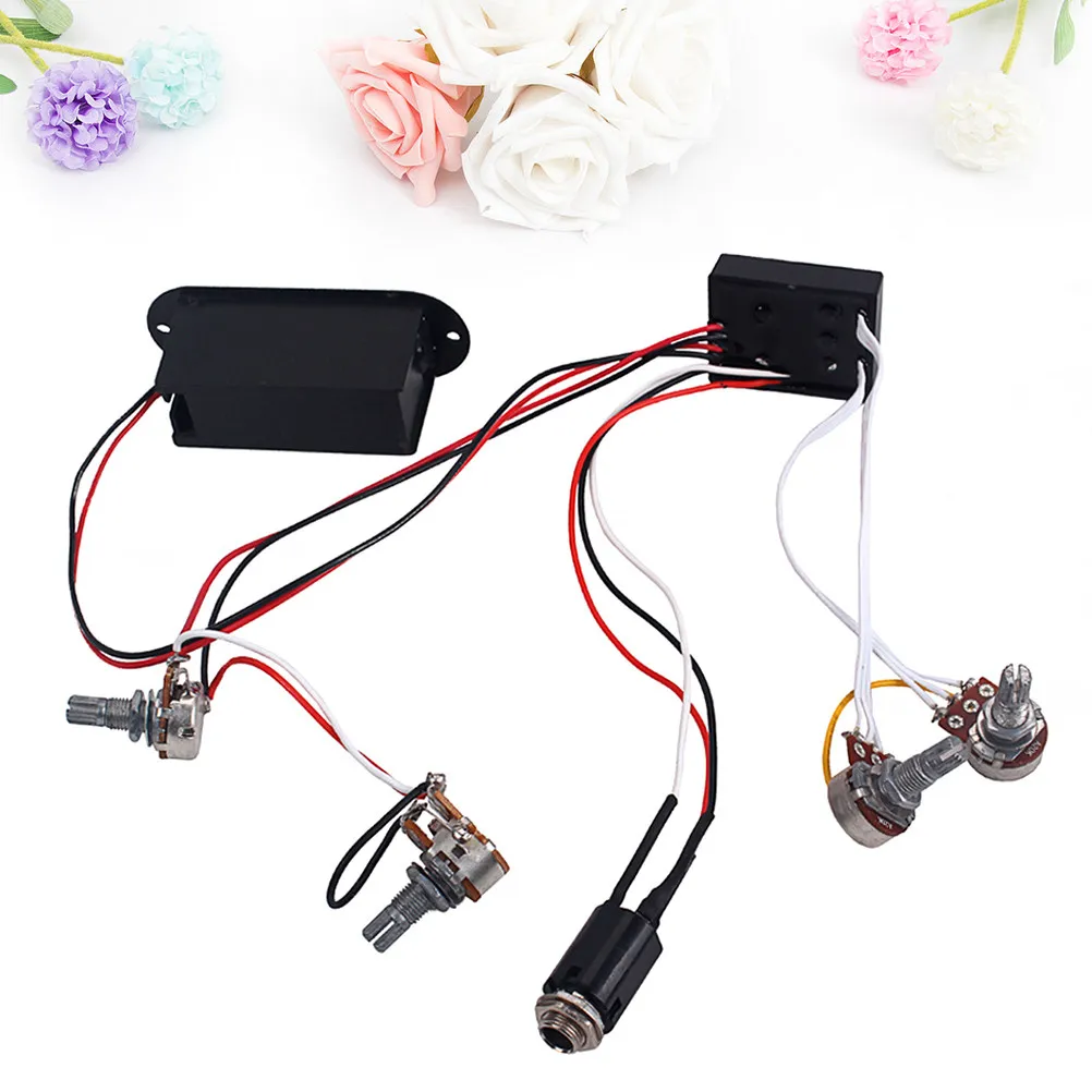 2 Band Equalizer Bass Guitar Preamp Circuit Wiring Harness Jb Pickup Set Tone Volume Bass Mid Treble Control Black