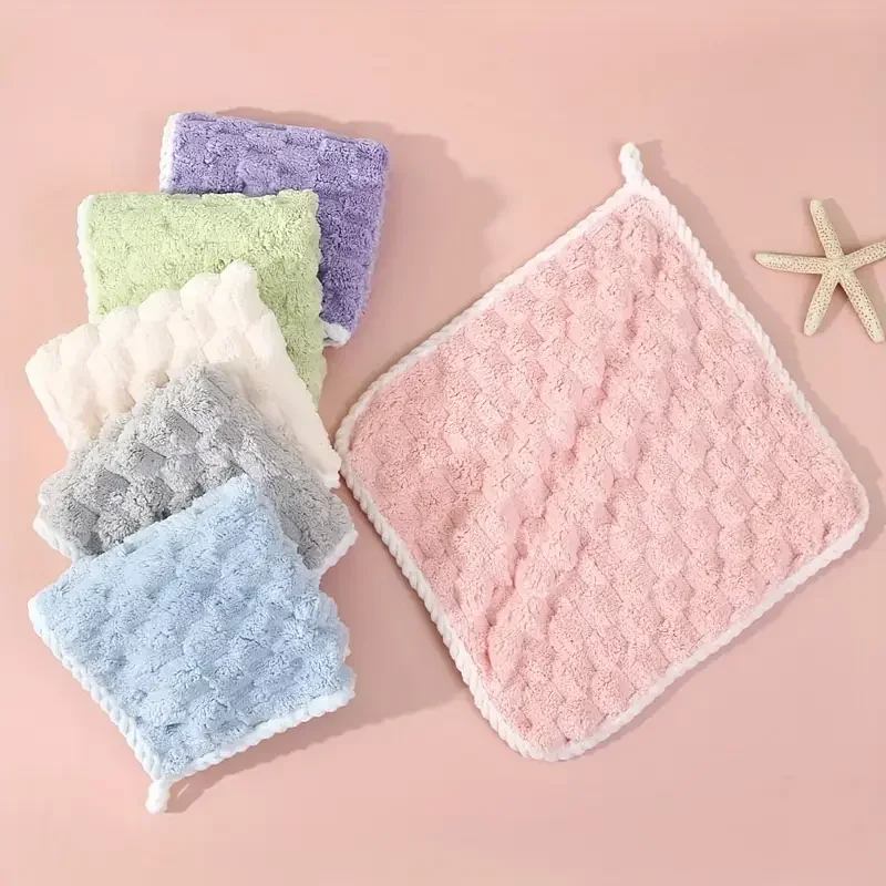 4pcs Washcloth Set Multicolored Microfiber Ultra-Soft Absorbent Hand Towels Quick-Drying Lint-Free Easy to Hang for Bathroom